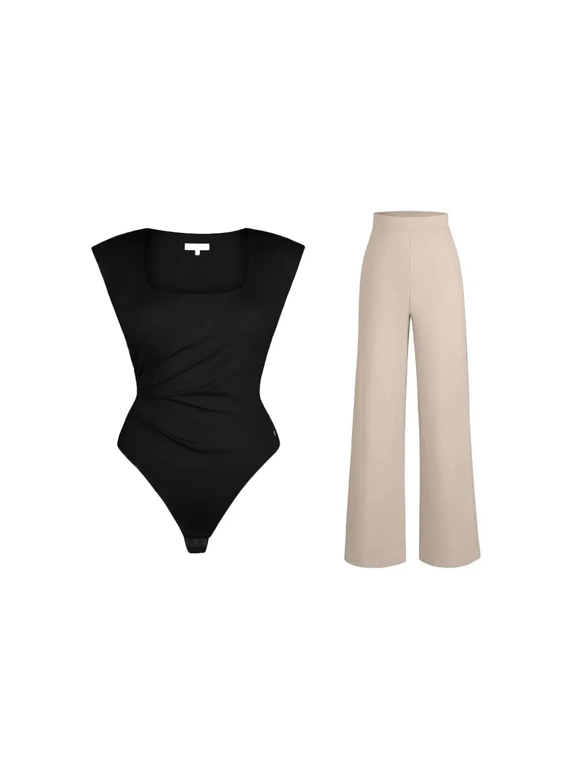 Day To Night Set Solid Sculpting Bodysuit Built-in Shapewear Pants
