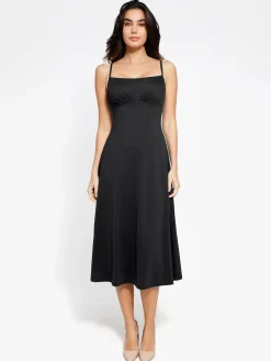 Shapewear Built-In Sculpting A-Line Midi Slip Dress