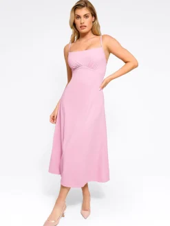 Shapewear Built-In Tummy Control A-Line Midi Dresses