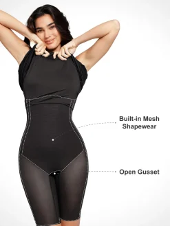 Shapewear Built-In Tummy Control A-Line Midi Dresses