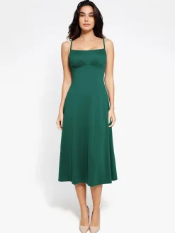 Shapewear Built-In Tummy Control A-Line Midi Dresses