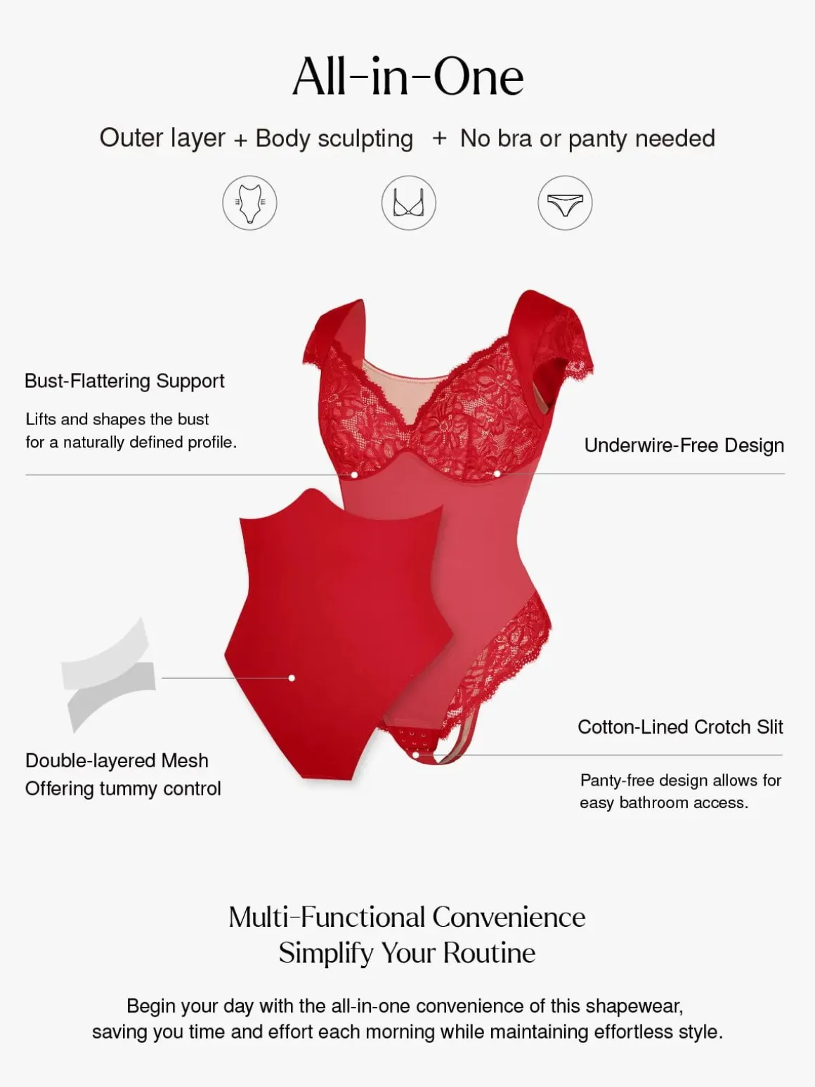 Shapewear Cap Sleeve Slimming Lace Cup Bodysuit