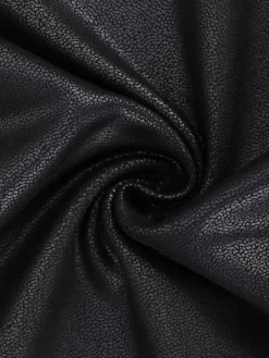 Shapewear Deep V-Neck Leather Bodysuit Slit Midi Skirt Set