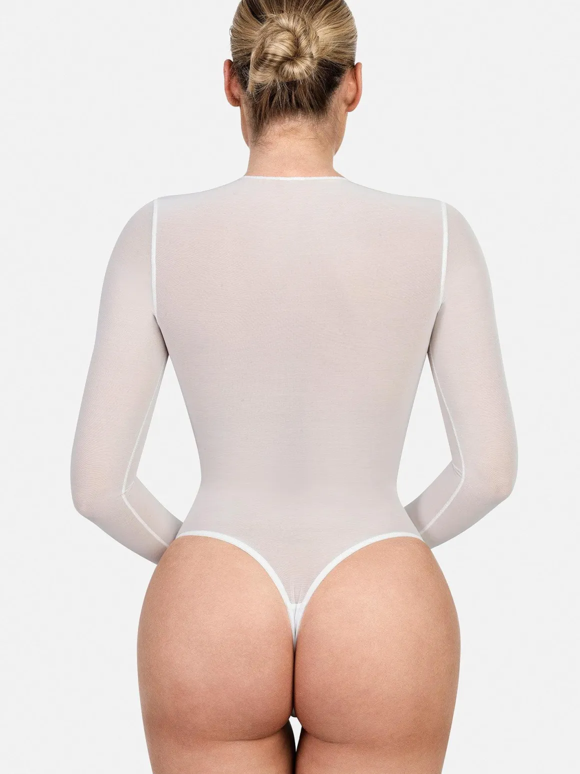 Shapewear Illusion Mesh Long Sleeve Tummy Control Bodysuit