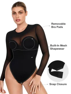 Shapewear Illusion Mesh Slimming Thong Bodysuits