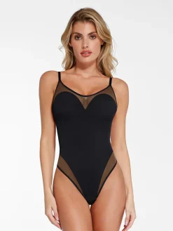 Shapewear Illusion Mesh Slimming Thong Bodysuits