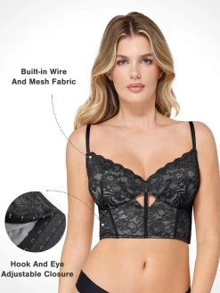 Shapewear Lace Corset Top Split Skirt Mesh Cover-Up Set