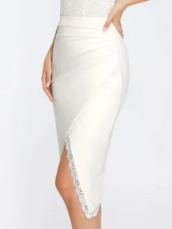 Shapewear Lace Corset Top Split Skirt Mesh Cover-Up Set
