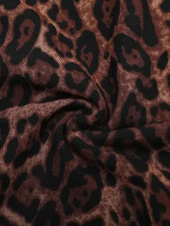 Shapewear Leopard Cowl Neck Halter Tummy Control Bodysuit