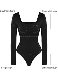Shapewear Long Sleeve Sculpting Bodysuit Leather Midi Skirt Set