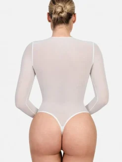 Shapewear Mesh Long Sleeve V-Back Slimming Maxi Dress