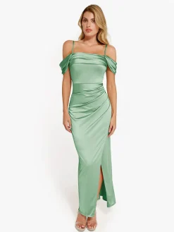 Shapewear Off Shoulder Shine Ruched Sculpting Maxi Dress