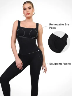 Shapewear Seamless Square Neck Tank Workout Jumpsuit