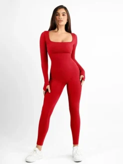 Shapewear Seamless Thumb Hole Long Sleeve Jumpsuit