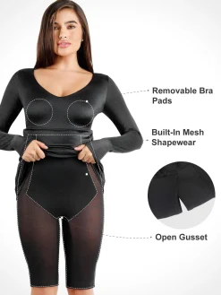 Shapewear Shine Long Sleeve Cut-Out Hourglass Maxi Dress