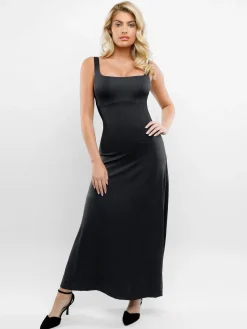 Shapewear Sleeveless Square Neck Houglass A-Line Maxi Dress