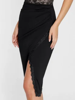 Shapewear Slimming Lace Trim Midi Wrap Skirt