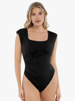Shapewear Square Neck Padded Shoulder Slimming Bodysuit